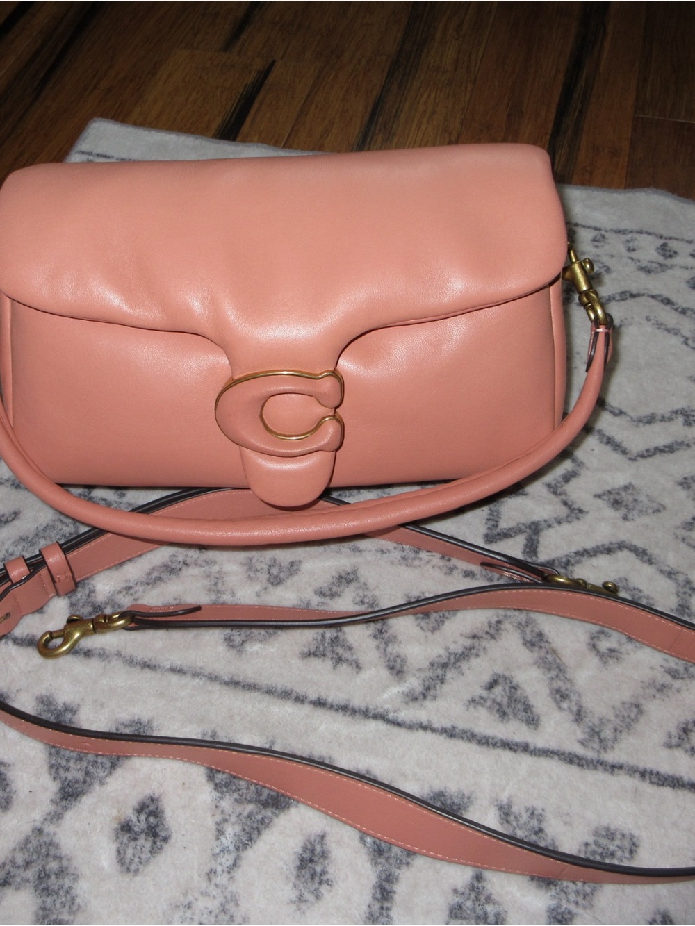 Coach Tabby Blush Pink Leather Shoulder Bag with Gold Accent - Picture 2 of 3